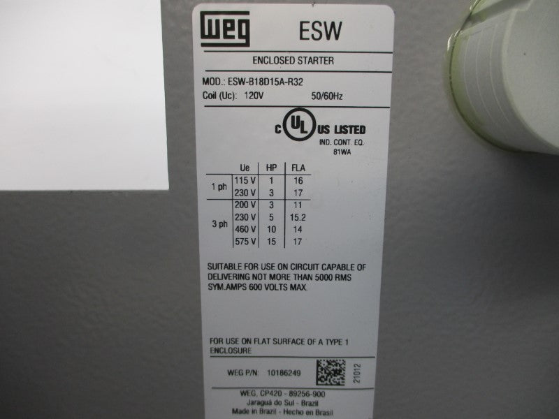 WEG ESW-B18D15A-R32 10186249 120V 18A NSMP