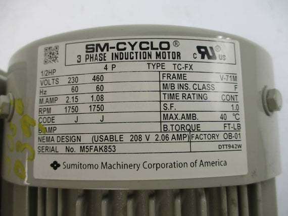 SUMITOMO RNYM05-1220-0/UBAALC 230/460V 2.15/1.08A NSMP