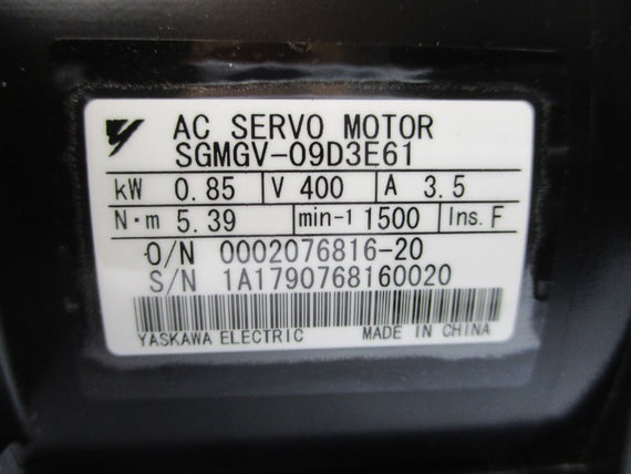 YASKAWA ELECTRIC SGMGV-09D3E61 400VAC 3.5A NSMP