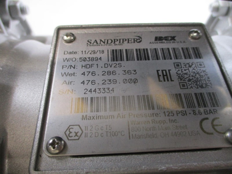 SANDPIPER HDF1.DV2S 125PSI NSNP