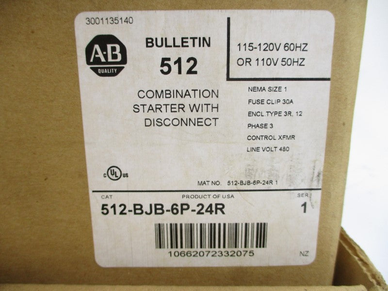 ALLEN BRADLEY 512-BJB-6P-24R SER. 1 110/115-120V REV. 13-52 (BR/WH) NSMP