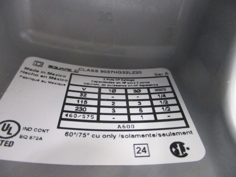 SQUARE D 9037HG32LZ20 SER. A 460/575V NSMP