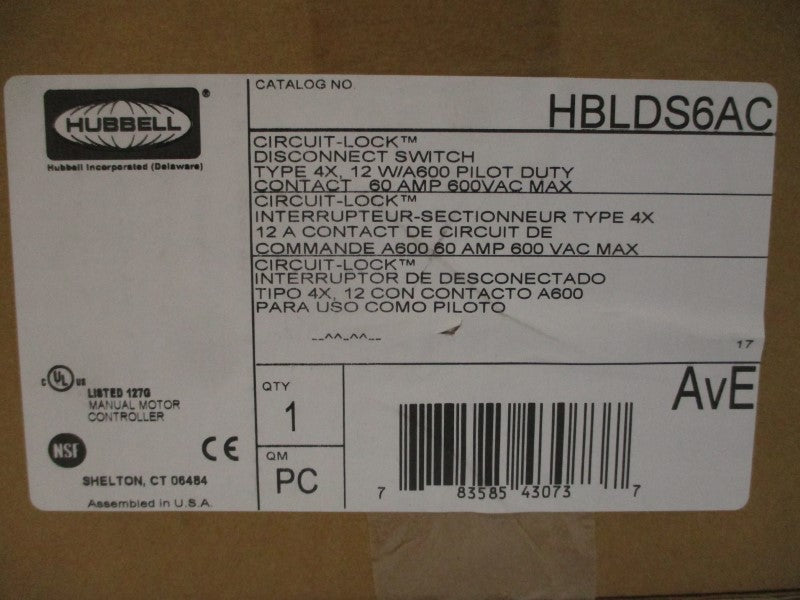 HUBBELL HBLDS6AC 600VAC 60A NSMP