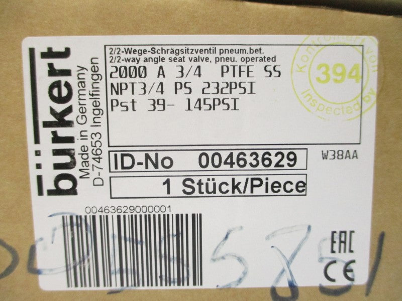 BURKERT 00463629 39-145PSI NSMP