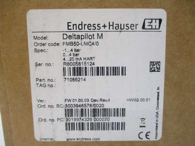 ENDRESS+HAUSER FMB50-LMC4/0 71086214 REV. 1 NSFS