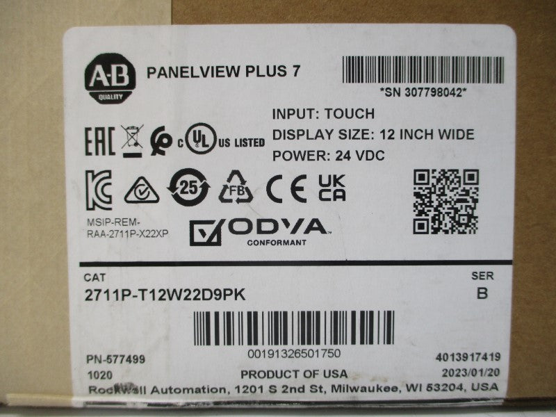 ALLEN BRADLEY 2711P-T12W22D9PK SER. B 24VDC DATE: 2023 NSFS