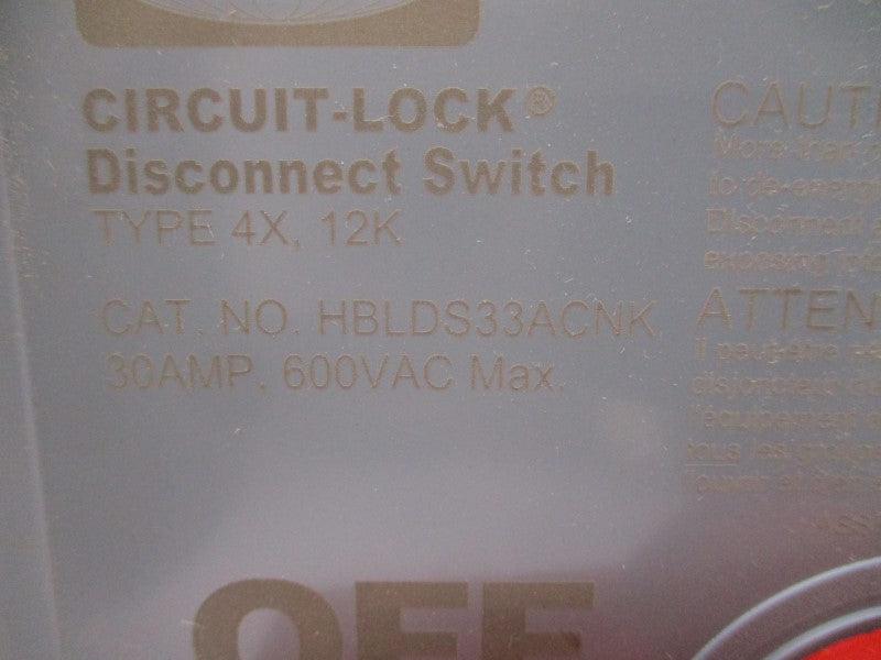 HUBBELL HBLDS33ACNK 600VAC 30A NSMP