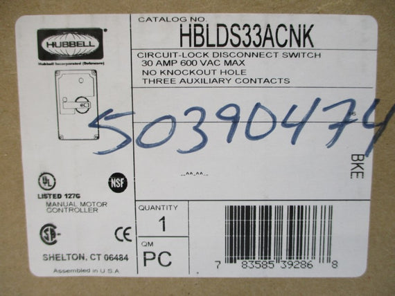 HUBBELL HBLDS33ACNK 600VAC 30A NSMP