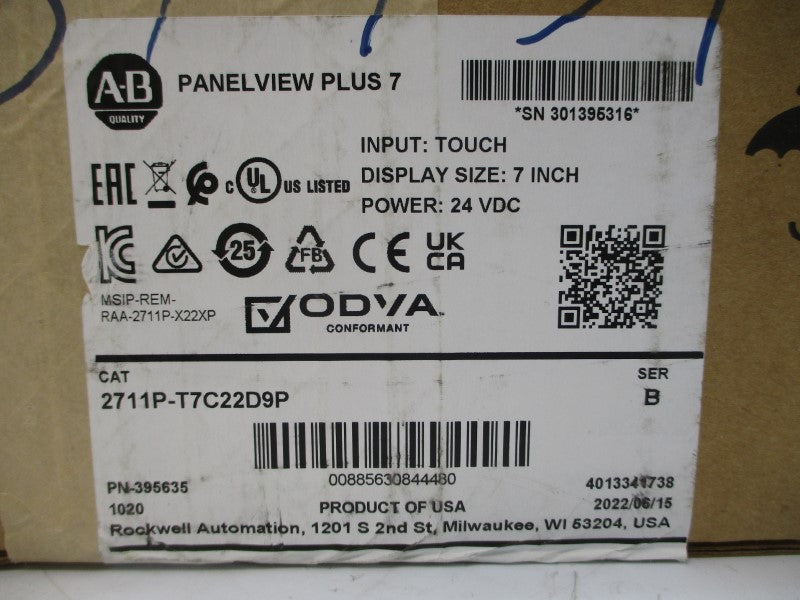 ALLEN BRADLEY 2711P-T7C22D9P SER. B 24VDC NSMP