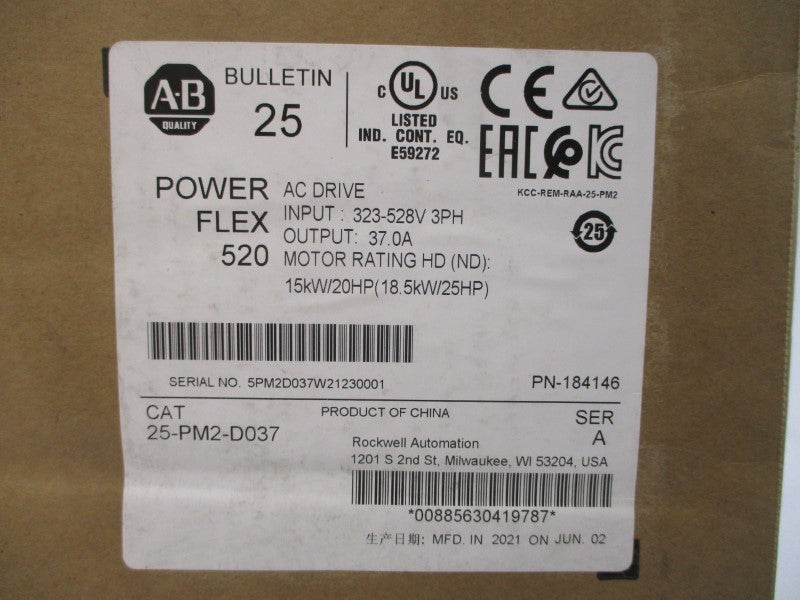 ALLEN BRADLEY 25-PM2-D037 SER. A 380-480VAC 37.0A NSMP