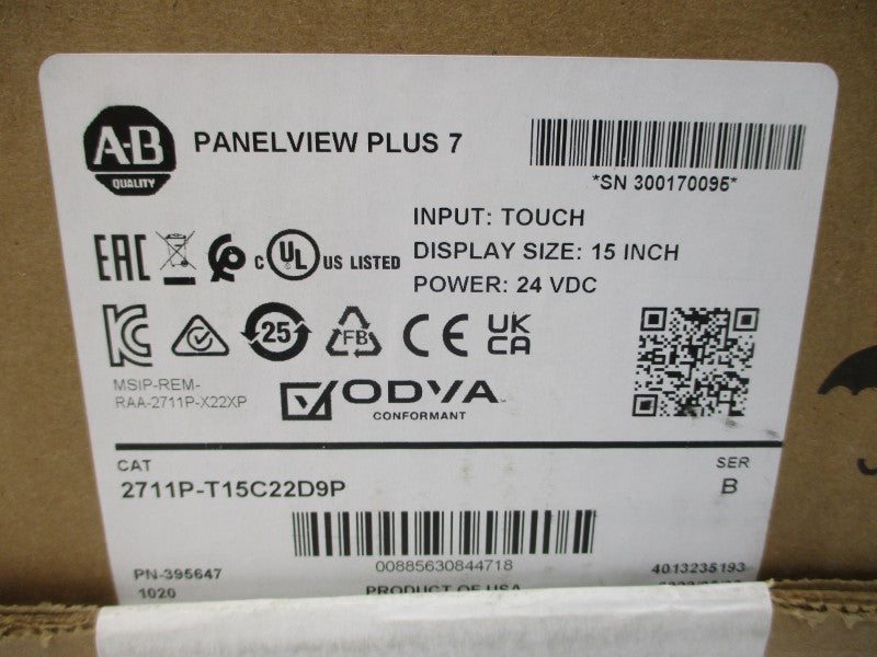 ALLEN BRADLEY 2711P-T15C22D9P SER. B 24VDC NSMP