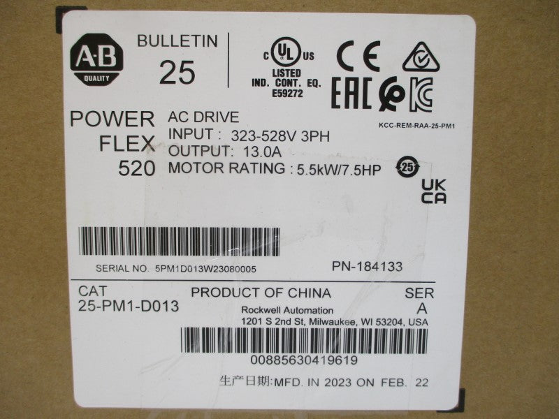 ALLEN BRADLEY 25-PM1-D013 SER. A 380-480VAC 13.0A NSMP