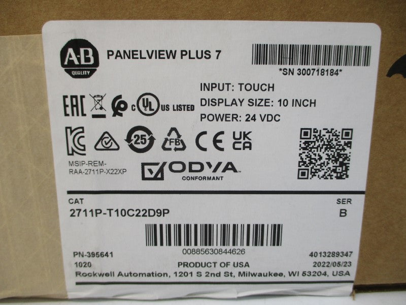 ALLEN BRADLEY 2711P-T10C22D9P SER. B 24VDC NSFS