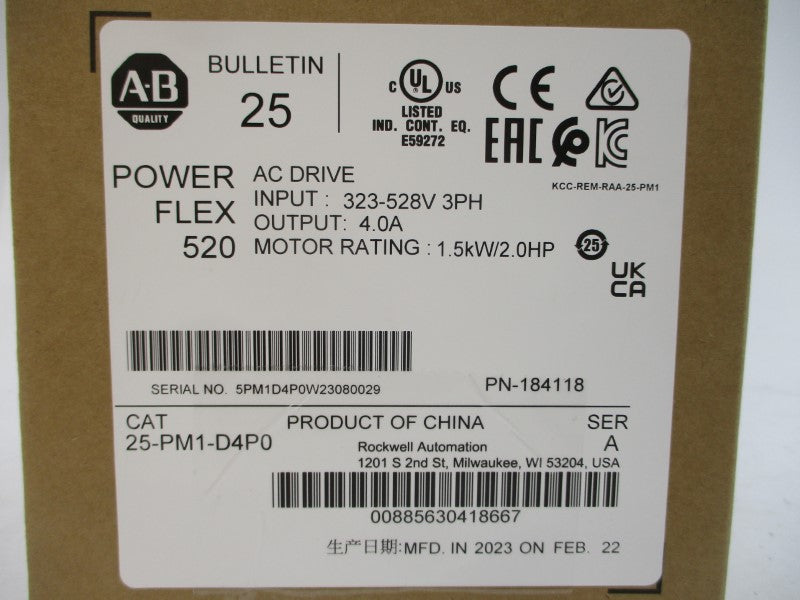 ALLEN BRADLEY 25-PM1-D4P0 SER. A 380-480VAC 4.0A NSMP