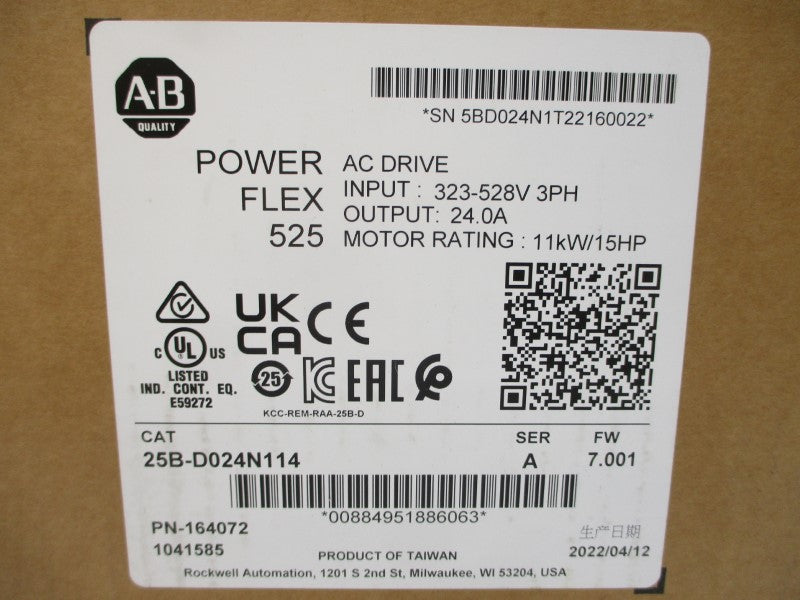 ALLEN BRADLEY 25B-D024N114 SER. A F/W 7.001 380-480VAC 24.0A NSMP