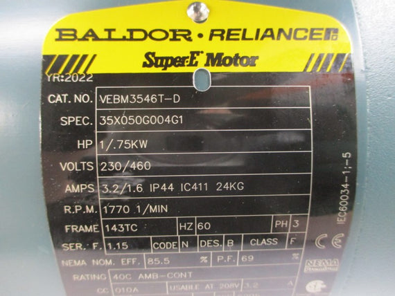 BALDOR VEBM3546T-D 35X050G004G1 230/460V 3.2/1.6A NSMP