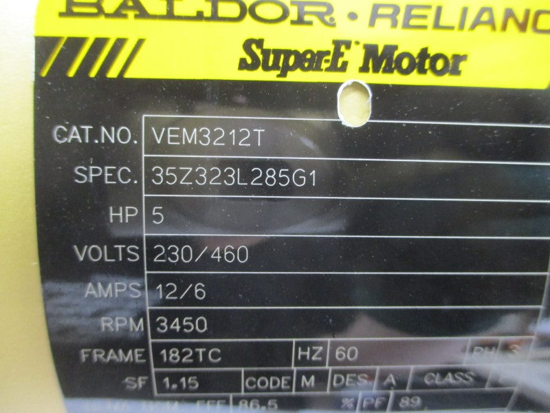 BALDOR VEM3212T 35Z323L285G1 230/460V 12/6A (AS PICTURED) NSMP