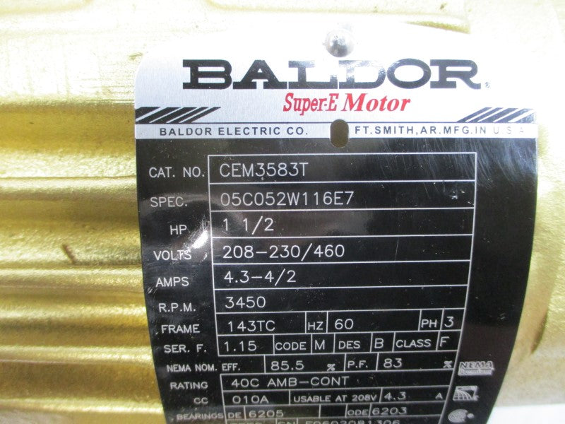 BALDOR CEM3583T 05C052W116E7 208-230/460V 4.3-4/2A NSMP