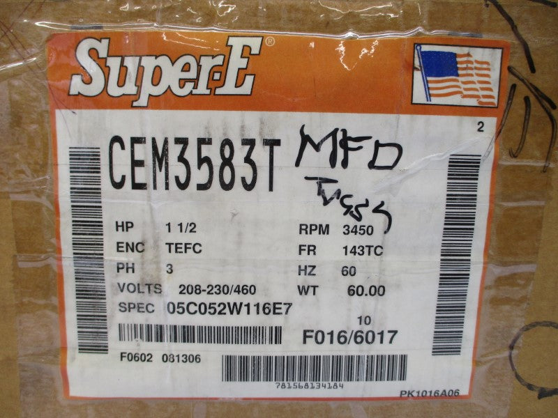 BALDOR CEM3583T 05C052W116E7 208-230/460V 4.3-4/2A NSMP