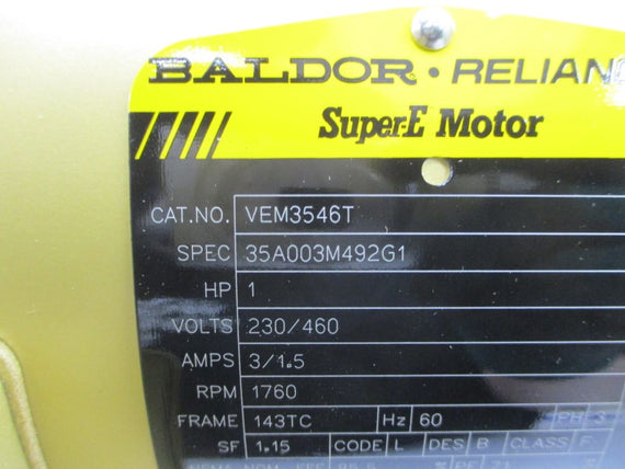 BALDOR VEM3546T 35A003M492G1 230/460V 3/1.5A NSMP