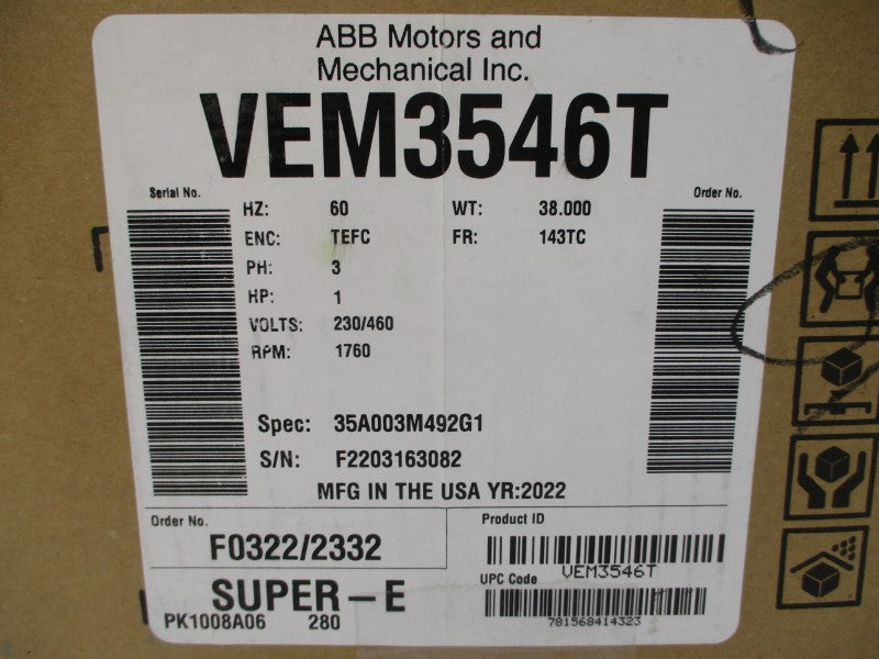 BALDOR VEM3546T 35A003M492G1 230/460V 3/1.5A NSMP