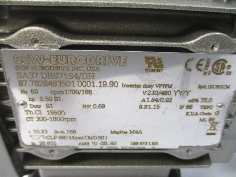 SEW-EURODRIVE SA37DRS71S4/DH 230/460V 1.84/0.92A NSNP