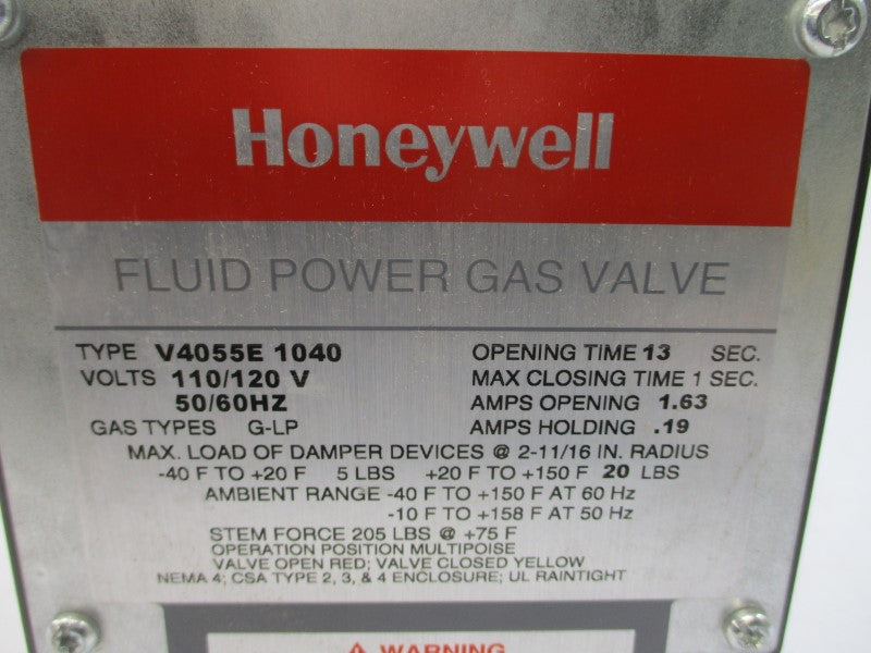 HONEYWELL V4055E1040 110/120V 1.63/.19A 13S 25PSI NSNP