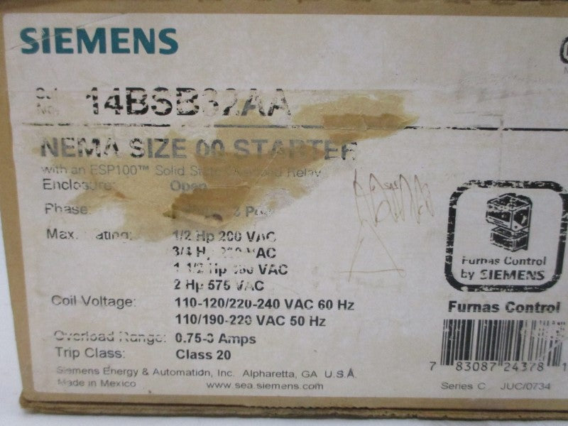 SIEMENS 14BSB32AA SER. C 110-120V .75-3A NSMP
