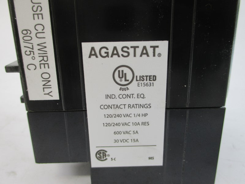AGASTAT 7022AC 1423162-5 120/240VAC 15A 1.5-15S NSMP
