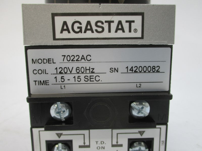 AGASTAT 7022AC 1423162-5 120/240VAC 15A 1.5-15S NSMP