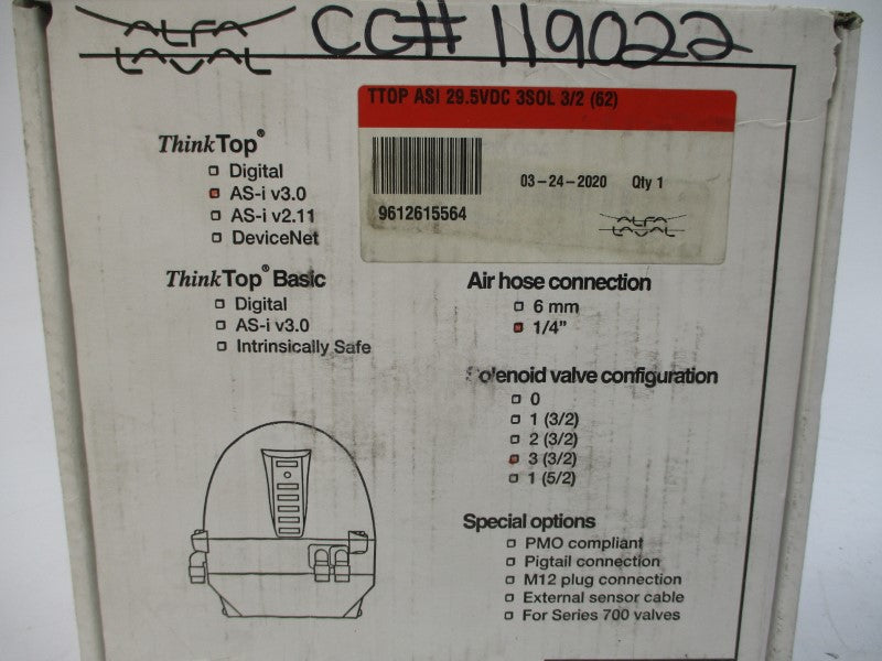 ALFA LAVAL 9612615564 AS-IV3.0 29.5VDC 1/4" NSMP