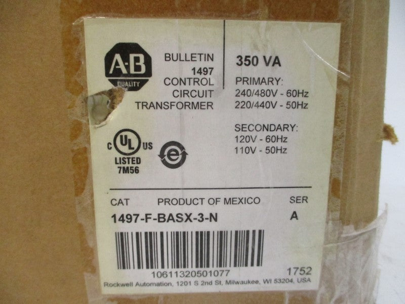 ALLEN BRADLEY 1497-F-BASX-3-N SER. A 240/480V (BR/WH) NSMP