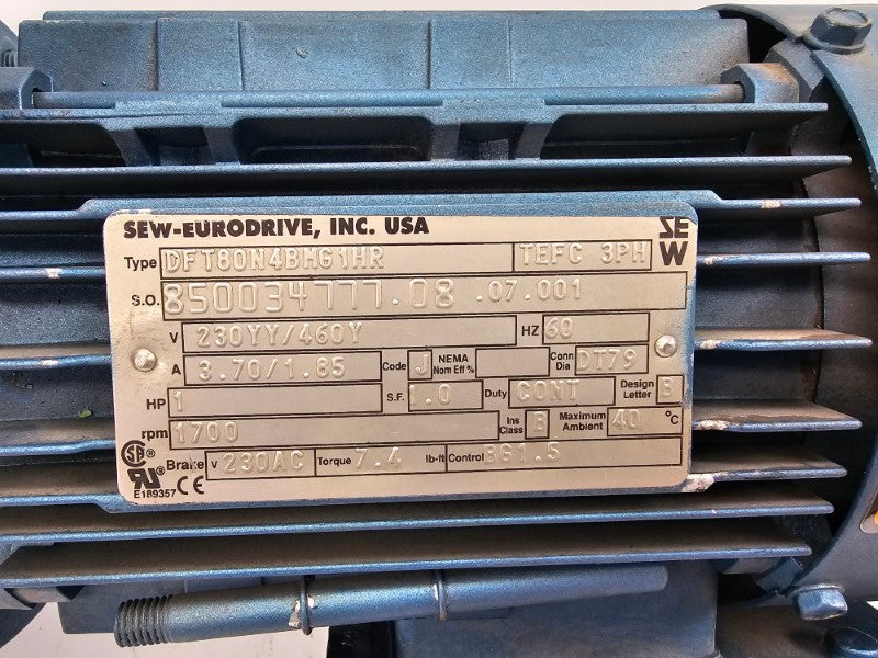 SEW-EURODRIVE KA47DT80N4BMG1HR 230/460V 3.70/1.85A UNMP