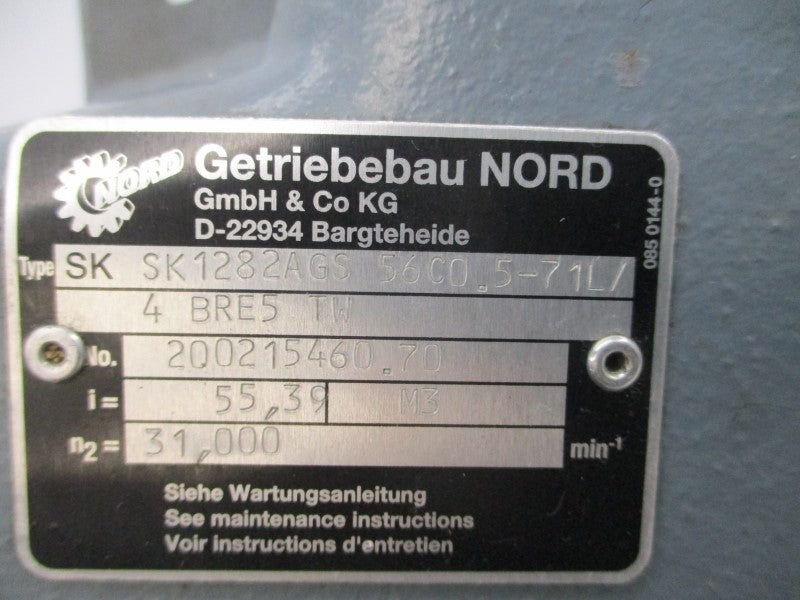 NORD SK1282AGS56C0.5-71L/4BRE5TW 230/460V 1.90/0.95A NSNP