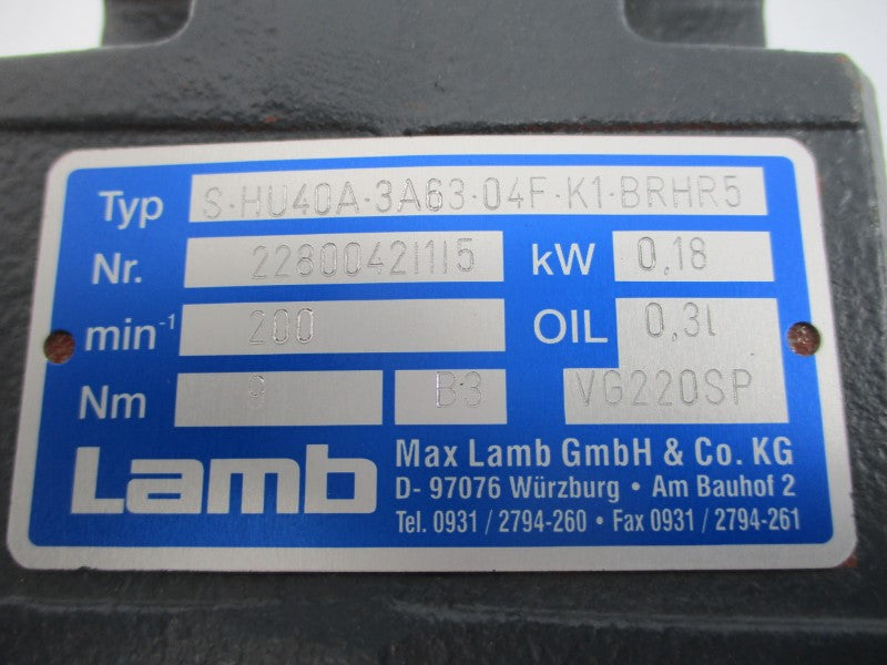 LAMB S-HU40A-3A63-04F-K1-BRHR5 460V0.902/0.522A NSNP