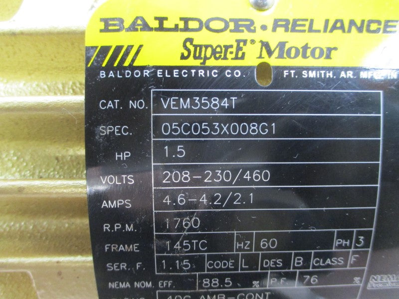 BALDOR VEM3584T 05C053X008G1 208-230/460V 4.6-4.2/2.1A NSNP
