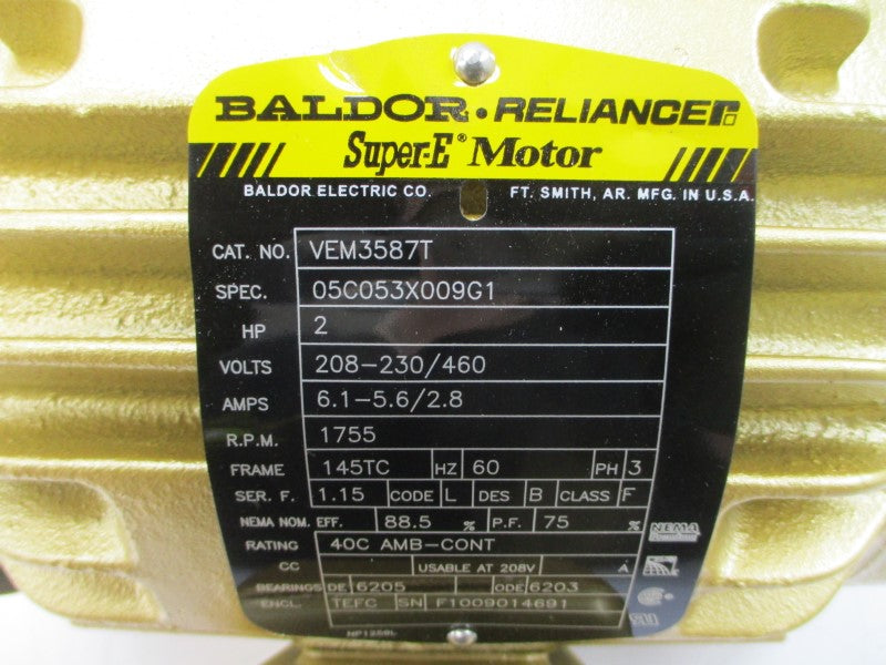 BALDOR VEM3587T 05C053X009G1 208-230/460V 6.1-5.6/2.8A NSNP