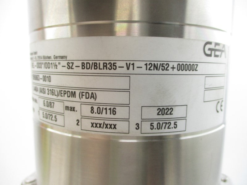 GEA TUCHENHAGEN REL-0D3"/0D1-1/2"-SZ-BD/BLR35-V1-12N/52+00000Z 8.0/116PSI NSNP