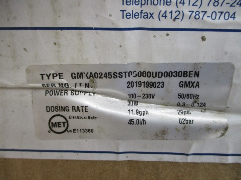 PROMINENT GMXA0245SST06000UD0030BEN 100-230V 0.3-0.12A 29PSI NSMP