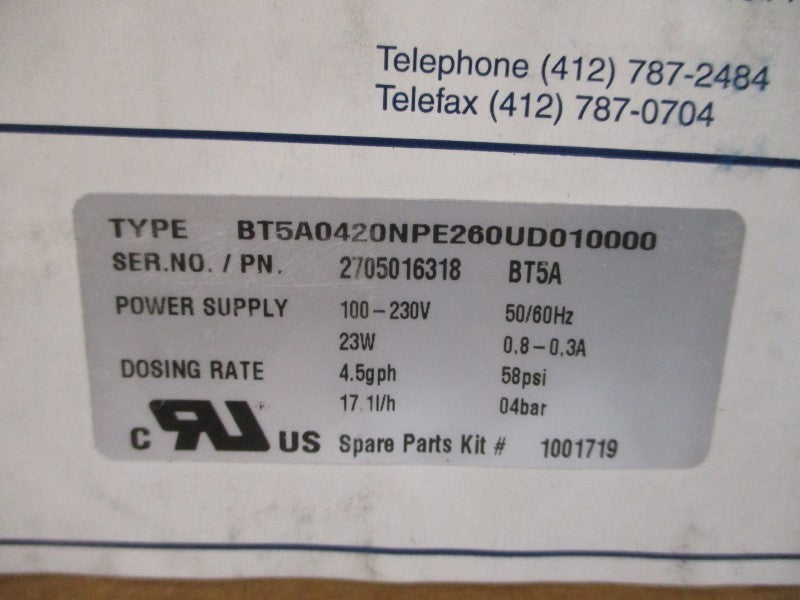 PROMINENT BT5A0420NPE260UD010000 100-230V 0.8-0.3A 58PSI NSMP