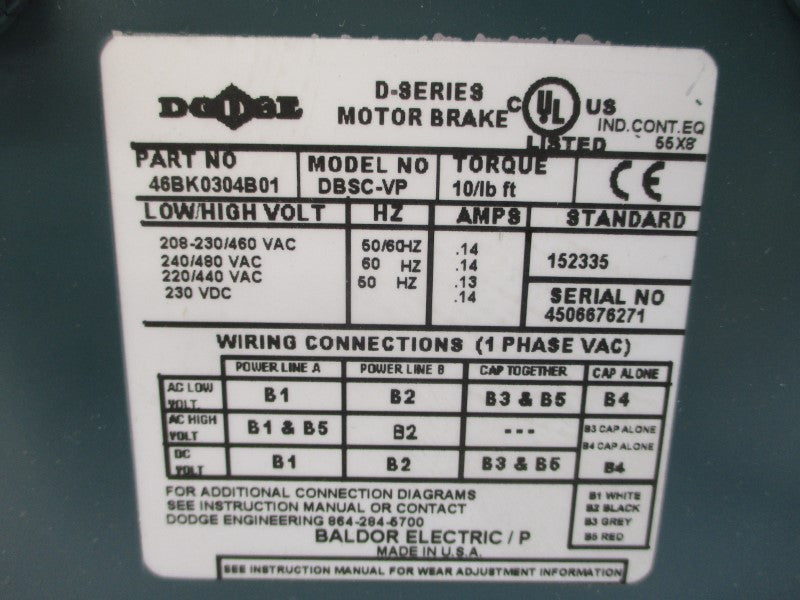 BALDOR VEBM3554T-D 35X050M493G1 230/460V 4.4A NSMP
