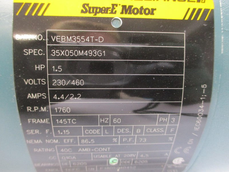 BALDOR VEBM3554T-D 35X050M493G1 230/460V 4.4A NSMP