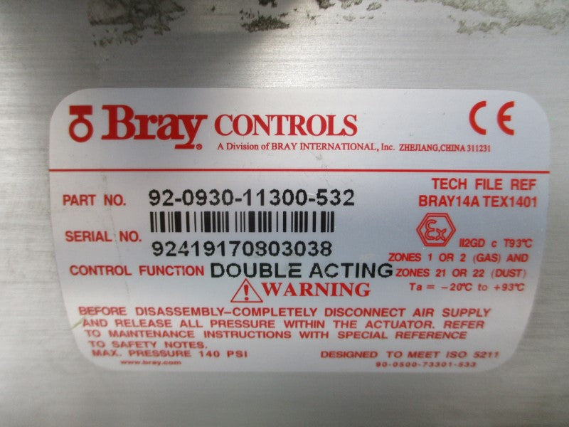 BRAY CONTROLS 92-0930-11300-532 W/RF15-WCB 140PSI 3" NSNP