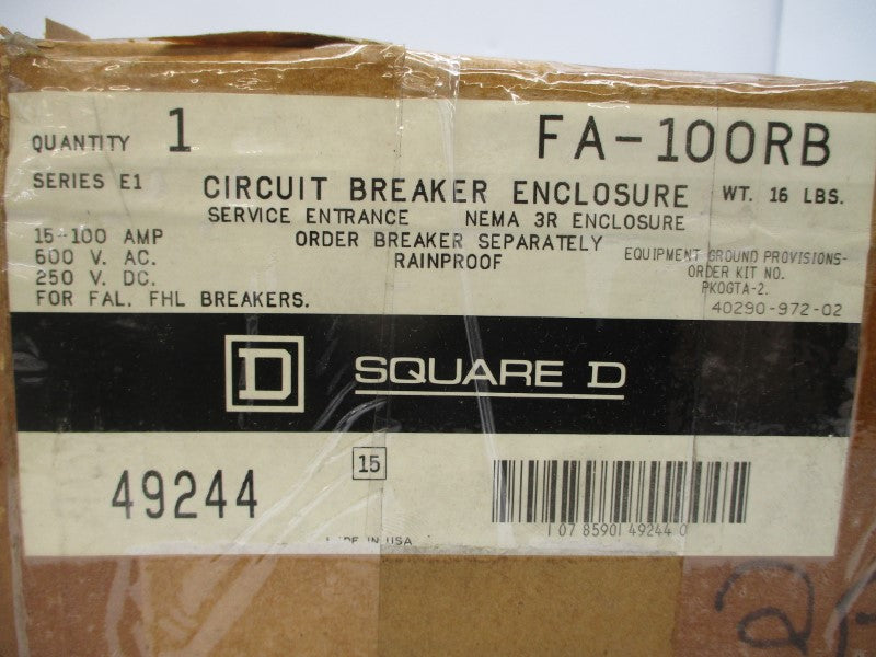 SQUARE D FA-100RB SER. E1 600VAC 100A NSMP