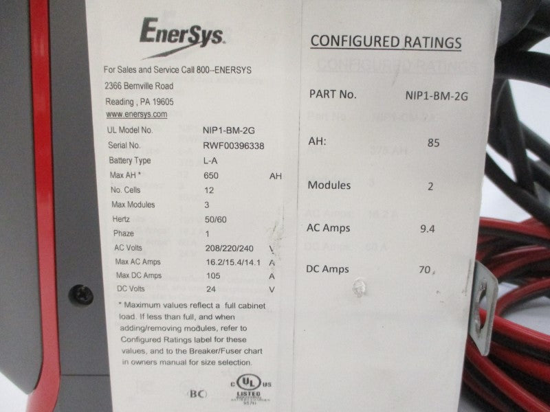 ENERSYS NIP1-BM-2G 208/220/240VAC 16.2/15.4/14.1A UNMP
