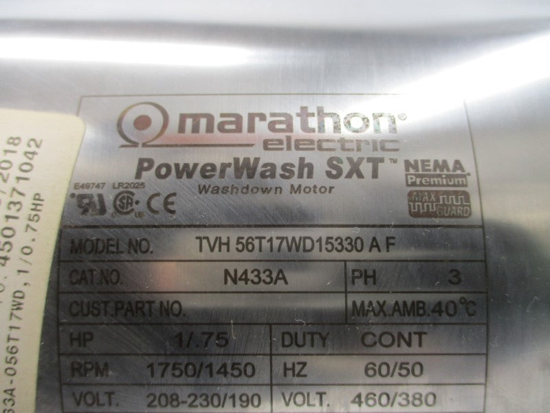MARATHON ELECTRIC N433A TVH56T17WD15330AF 460/380V 3.4-3.0/3.0A NSNP