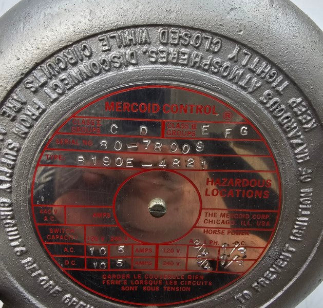 MERCOID CONTROL B190E-4821 120/240VAC 10A NSMP