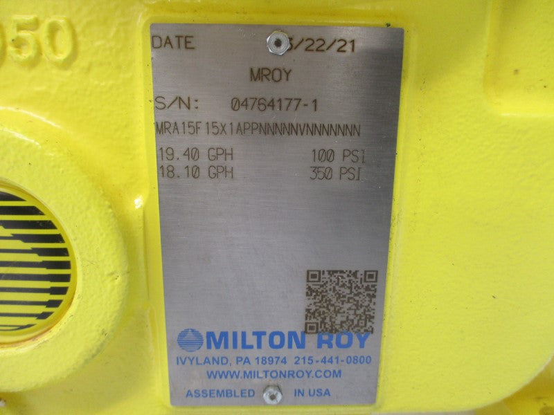 MILTON ROY MRA15F15X1APPNNNNNVNNNNNNN 115/208-230V 5.8/2.8-2.9A 100/350PSI NSNP