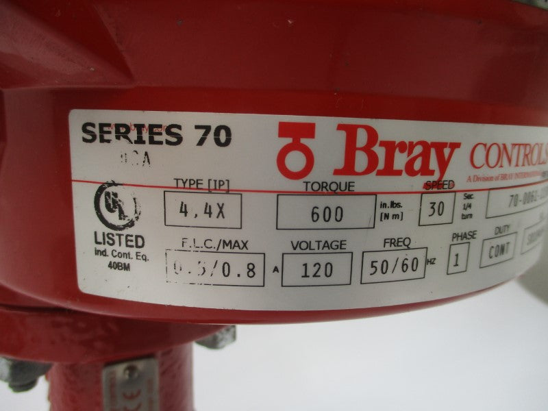 BRAY CONTROLS 70-0061-113D0-536/C SERIES 70 120V 0.5/0.8A 250PSI 4" NSNP