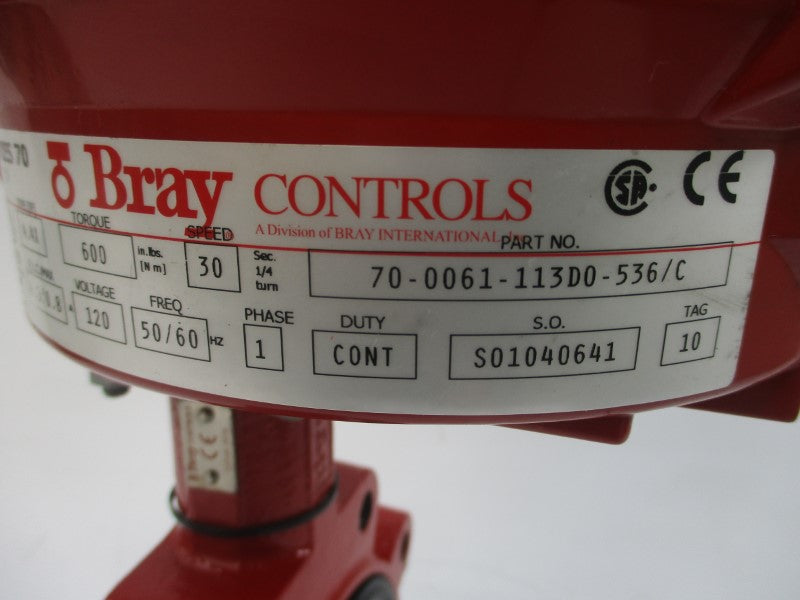 BRAY CONTROLS 70-0061-113D0-536/C SERIES 70 120V 0.5/0.8A 250PSI 4" NSNP